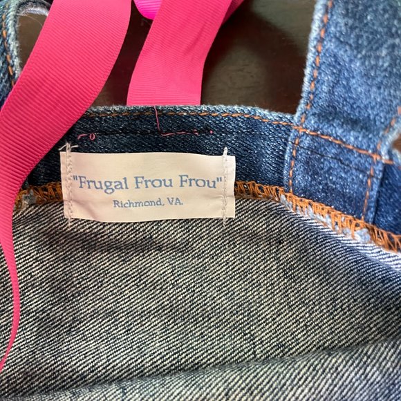 Denim Purse with Pink Floral Fabric - Picture 2 of 4